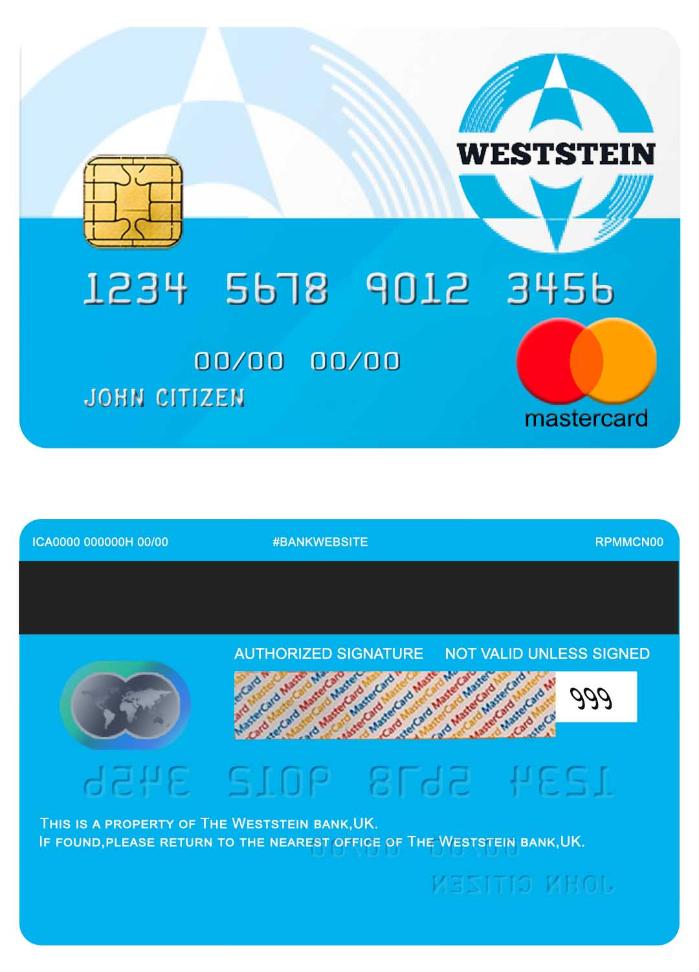 UK Weststein bank mastercard